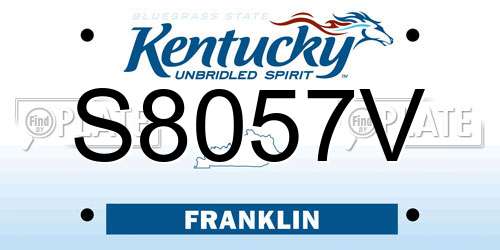 S8057V Kentucky License Plate