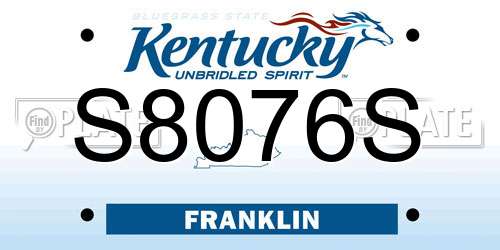 S8076S Kentucky License Plate