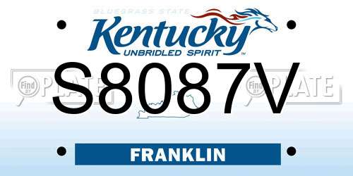 S8087V Kentucky License Plate