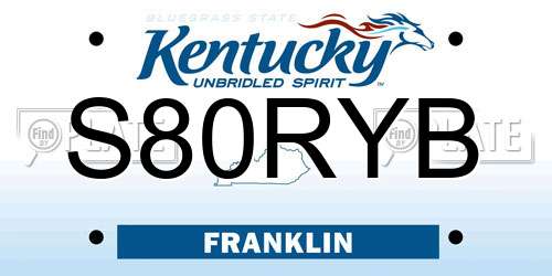 S80RYB Kentucky License Plate