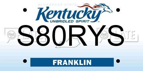 S80RYS Kentucky License Plate
