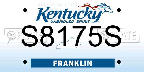 S8175S Kentucky License Plate