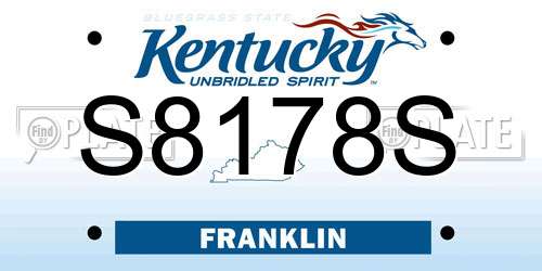 S8178S Kentucky License Plate
