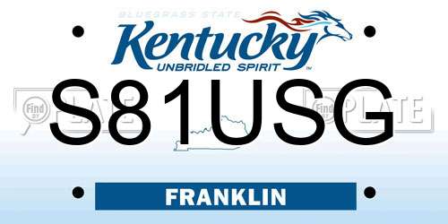 S81USG Kentucky License Plate
