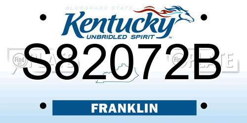 S82072B Kentucky License Plate