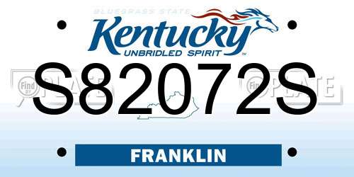 S82072S Kentucky License Plate