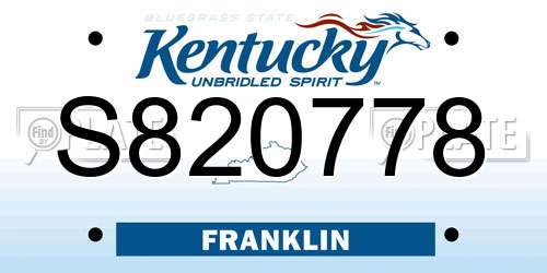 S820778 Kentucky License Plate
