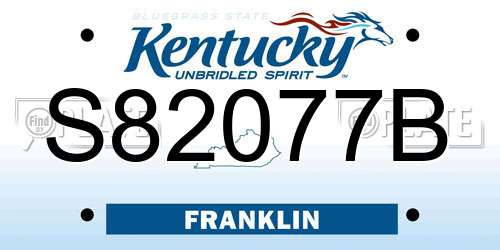 S82077B Kentucky License Plate