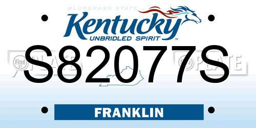 S82077S Kentucky License Plate