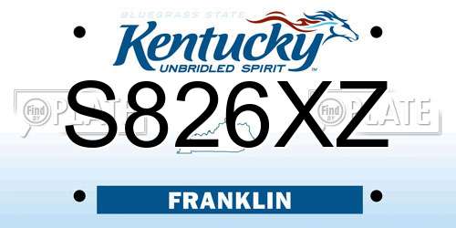 S826XZ Kentucky License Plate