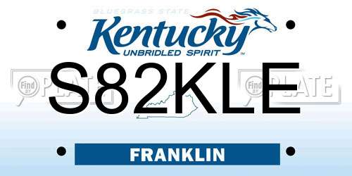 S82KLE Kentucky License Plate