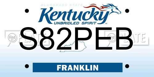 S82PEB Kentucky License Plate