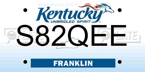S82QEE Kentucky License Plate