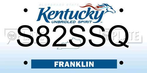 S82SSQ Kentucky License Plate