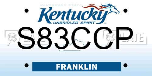 S83CCP Kentucky License Plate