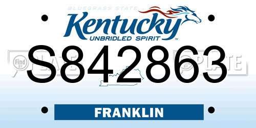S842863 Kentucky License Plate