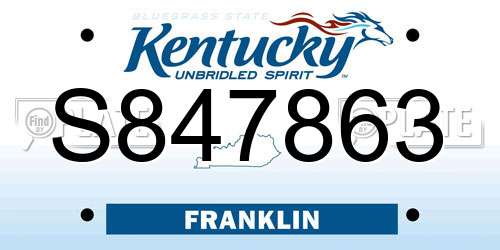 S847863 Kentucky License Plate