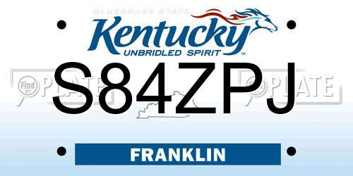 S84ZPJ Kentucky License Plate
