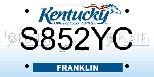 S852YC Kentucky License Plate