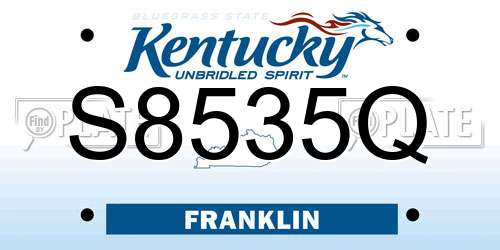 S8535Q Kentucky License Plate