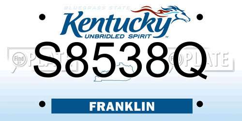 S8538Q Kentucky License Plate