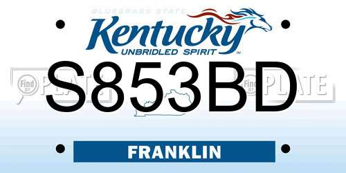 S853BD Kentucky License Plate