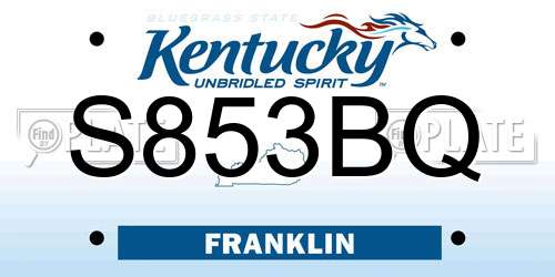 S853BQ Kentucky License Plate