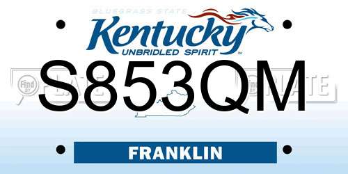 S853QM Kentucky License Plate