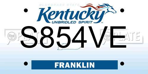 S854VE Kentucky License Plate
