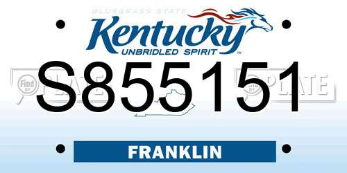 S855151 Kentucky License Plate