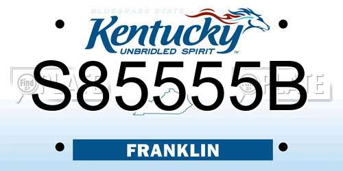 S85555B Kentucky License Plate