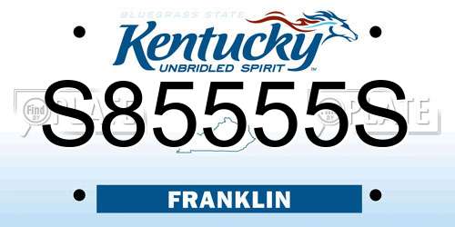 S85555S Kentucky License Plate