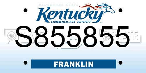 S855855 Kentucky License Plate
