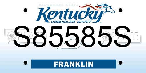 S85585S Kentucky License Plate