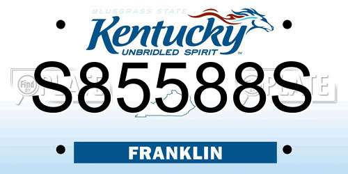 S85588S Kentucky License Plate