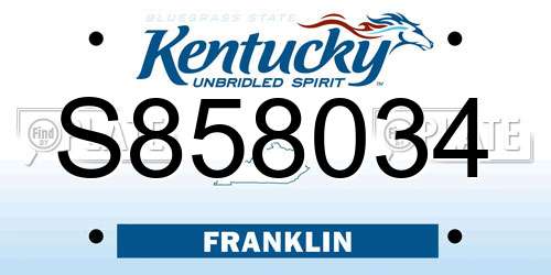 S858034 Kentucky License Plate