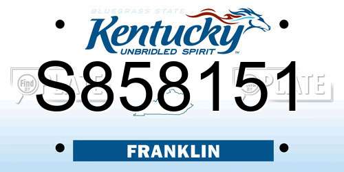 S858151 Kentucky License Plate