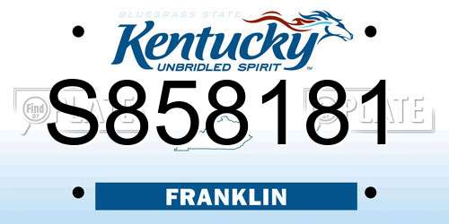 S858181 Kentucky License Plate