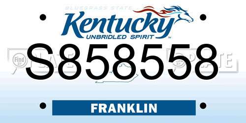 S858558 Kentucky License Plate