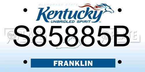 S85885B Kentucky License Plate