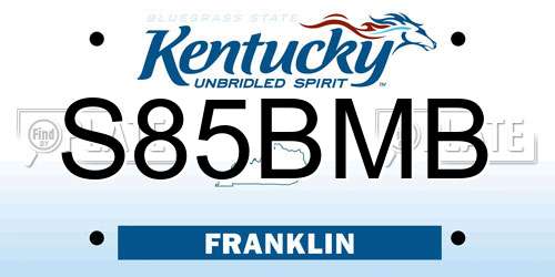 S85BMB Kentucky License Plate