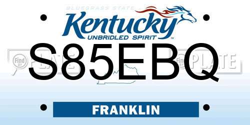 S85EBQ Kentucky License Plate