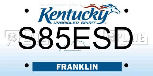 S85ESD Kentucky License Plate