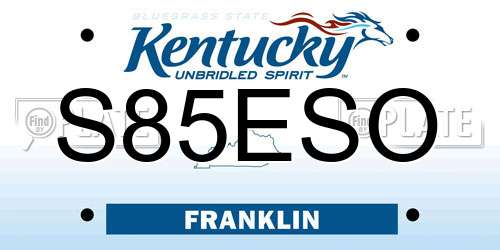 S85ESO Kentucky License Plate