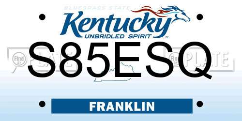 S85ESQ Kentucky License Plate