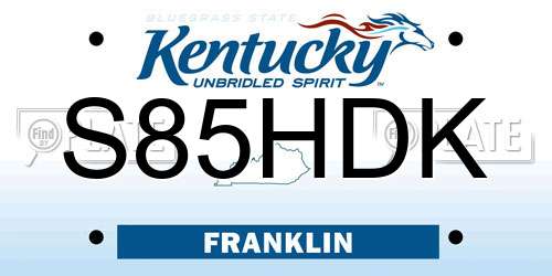 S85HDK Kentucky License Plate