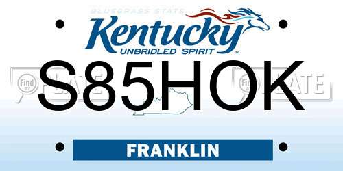 S85HOK Kentucky License Plate