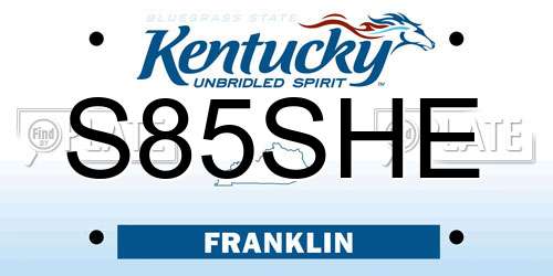 S85SHE Kentucky License Plate