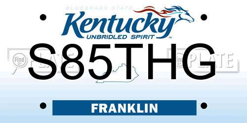 S85THG Kentucky License Plate