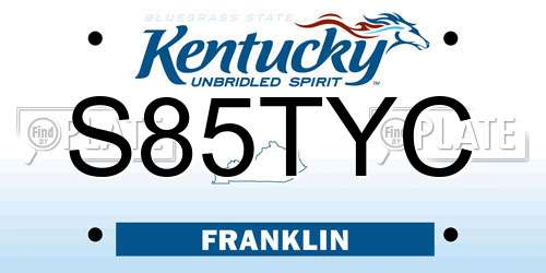 S85TYC Kentucky License Plate